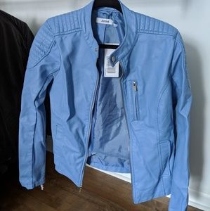 ON HOLD - Blue Faux Leather Jacket Size Small